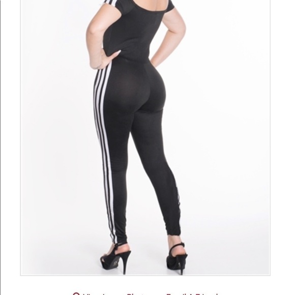 Off the shoulder black bodycon striped jumpsuit - Picture 9 of 9